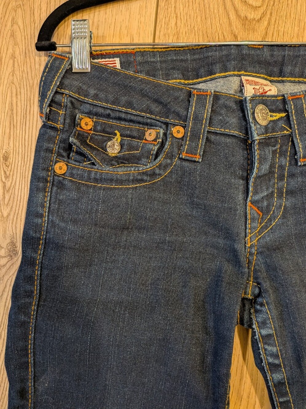 True Religion Joey Low Rise Flare Jeans Dark Wash Size 27 - Picture 2 of 7